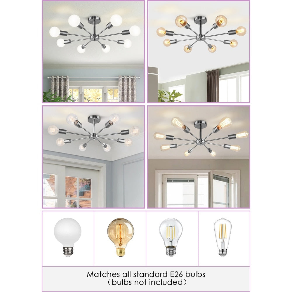 Plafonnier semi-encastré Spoutnik noir/doré pour salon, cuisine, bureau, chambre à coucher, hall d'entrée