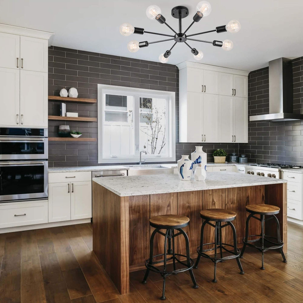 Plafonnier semi-encastré Spoutnik noir/doré pour salon, cuisine, bureau, chambre à coucher, hall d'entrée