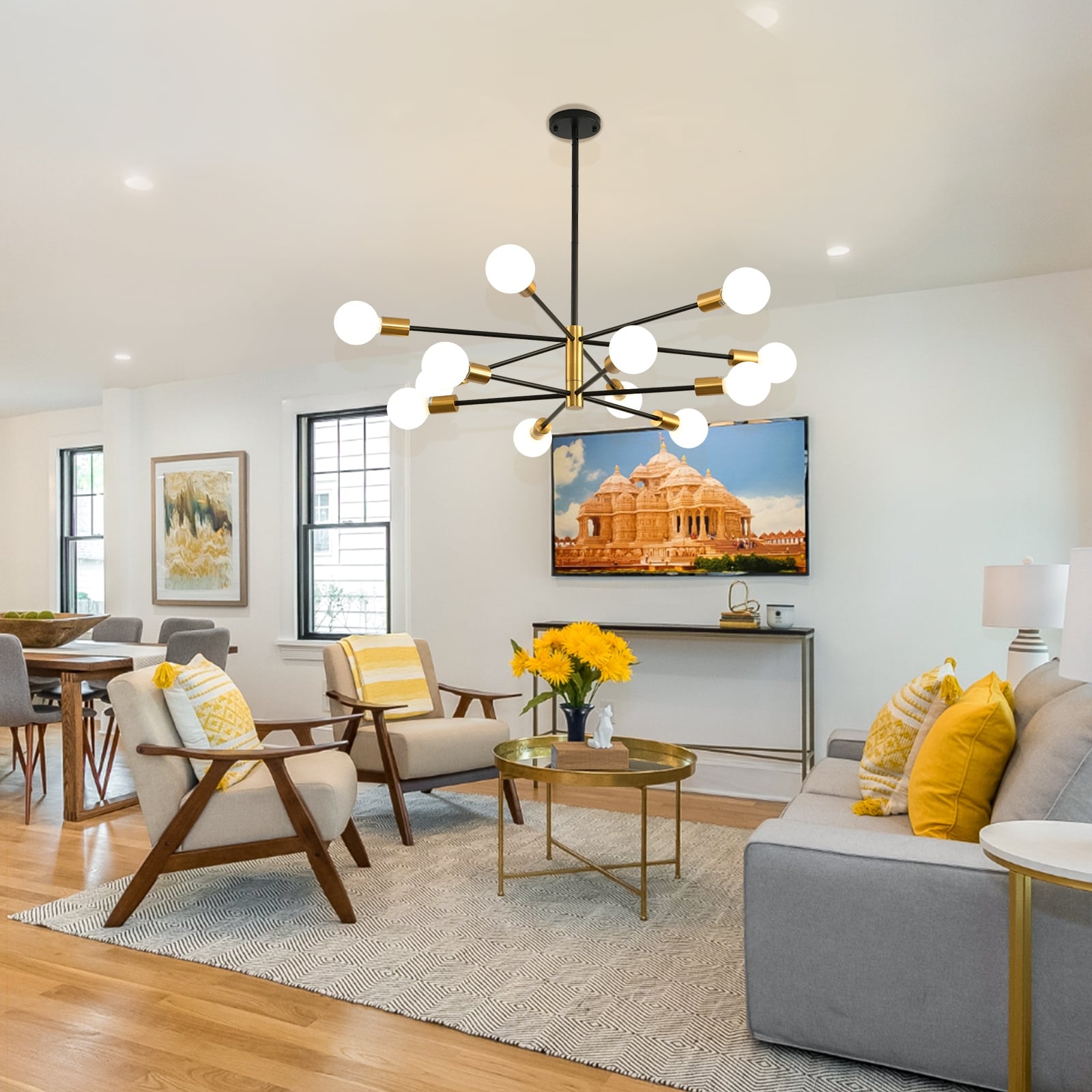 Lustre linéaire moderne Spoutnik 8/10/12 lumières