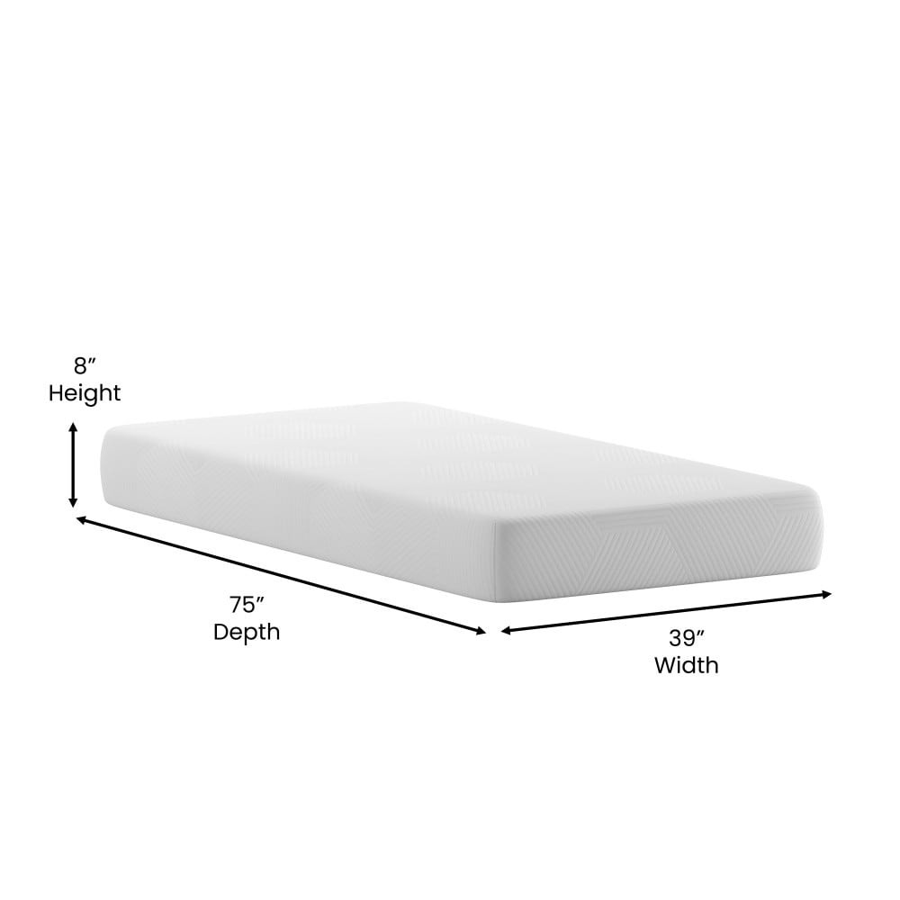 Matelas en mousse à mémoire de forme rafraîchissant au thé vert de 8 pouces, soulageant la pression, dans une boîte