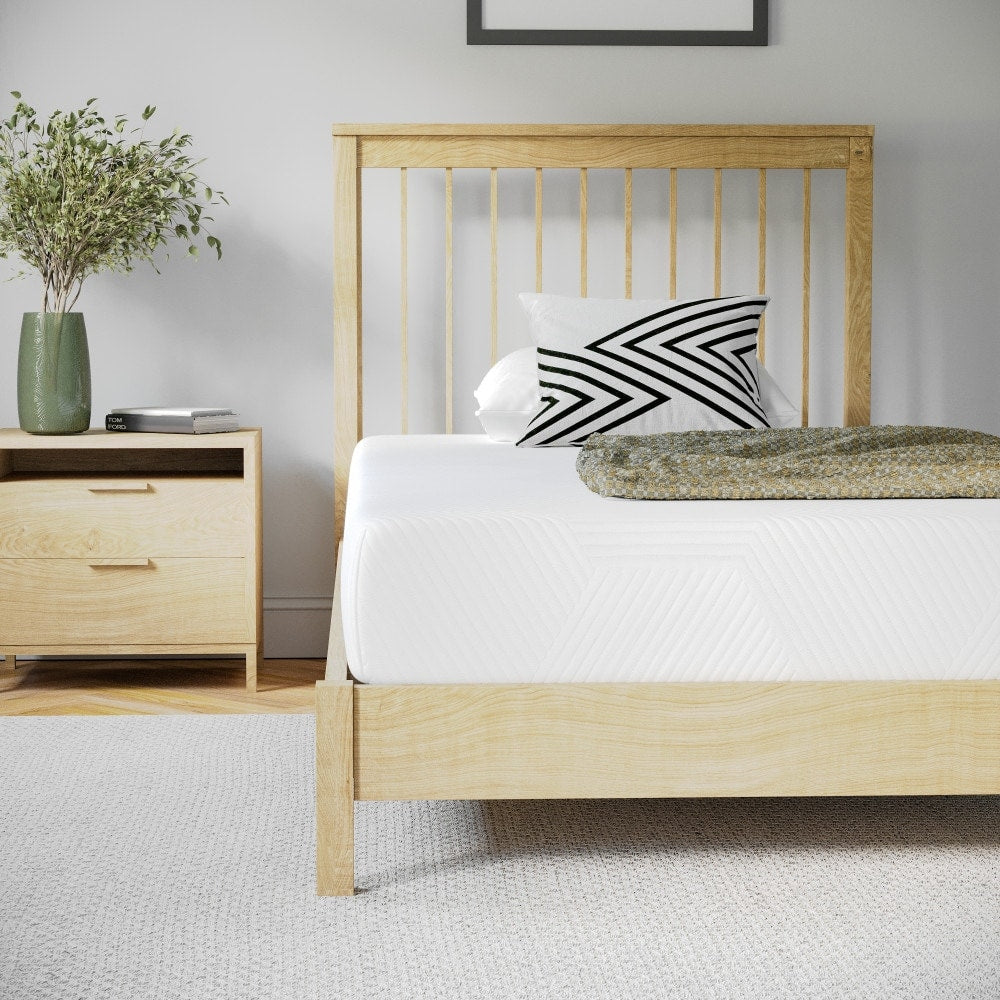 Matelas en mousse à mémoire de forme rafraîchissant au thé vert de 8 pouces, soulageant la pression, dans une boîte