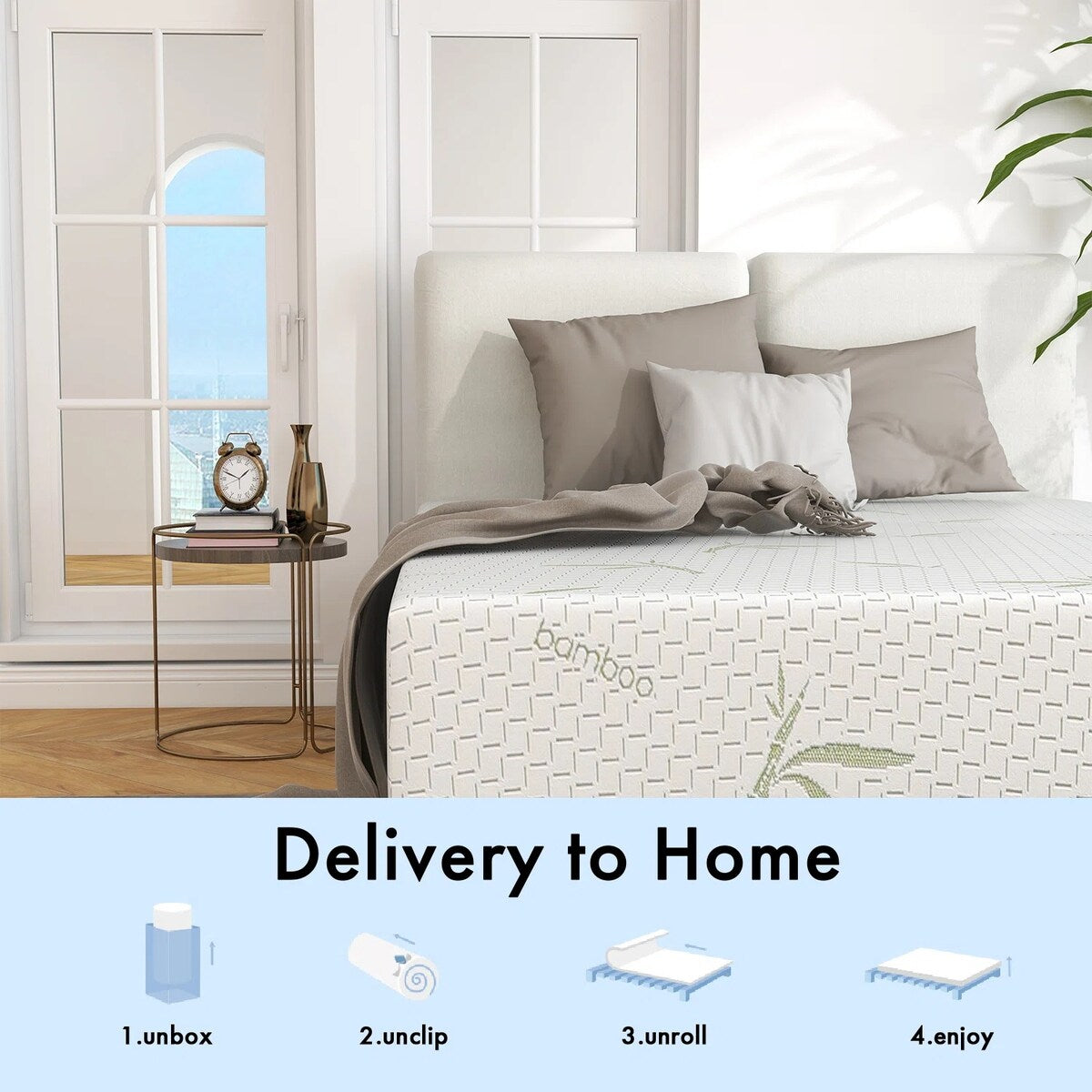 Matelas en mousse à mémoire de forme avec gel de 8 pouces, matelas en mousse rafraîchissante, lit dans une boîte