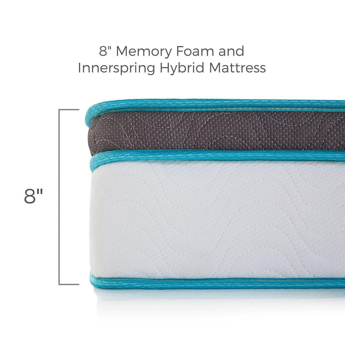 Matelas hybride à ressorts et mousse à mémoire de forme de 8 pouces - Sensation de fermeté moyenne - Lit dans une boîte - Confort de qualité et soutien adaptatif - Taille double