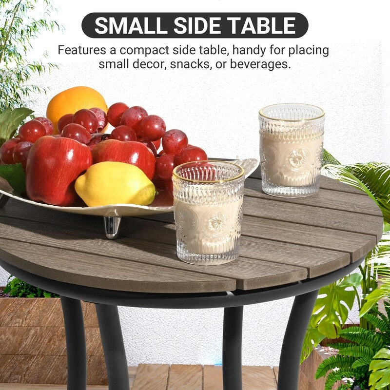 Ensemble de salle à manger d'extérieur 8 pièces avec table rectangulaire, petite table d'appoint et 6 chaises empilables