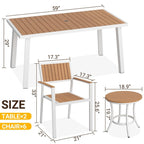 Ensemble de salle à manger d'extérieur 8 pièces avec table rectangulaire, petite table d'appoint et 6 chaises empilables