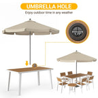 Ensemble de salle à manger d'extérieur 8 pièces avec table rectangulaire, petite table d'appoint et 6 chaises empilables