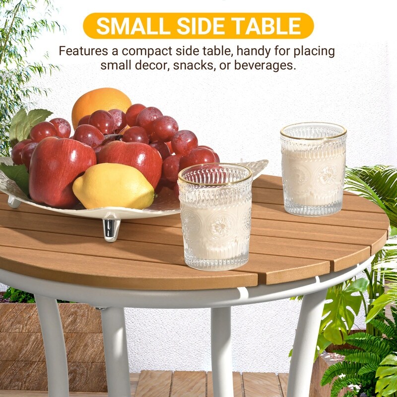 Ensemble de salle à manger d'extérieur 8 pièces avec table rectangulaire, petite table d'appoint et 6 chaises empilables