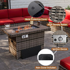 Ensemble de meubles de patio 8 pièces avec table de foyer de 40 pouces