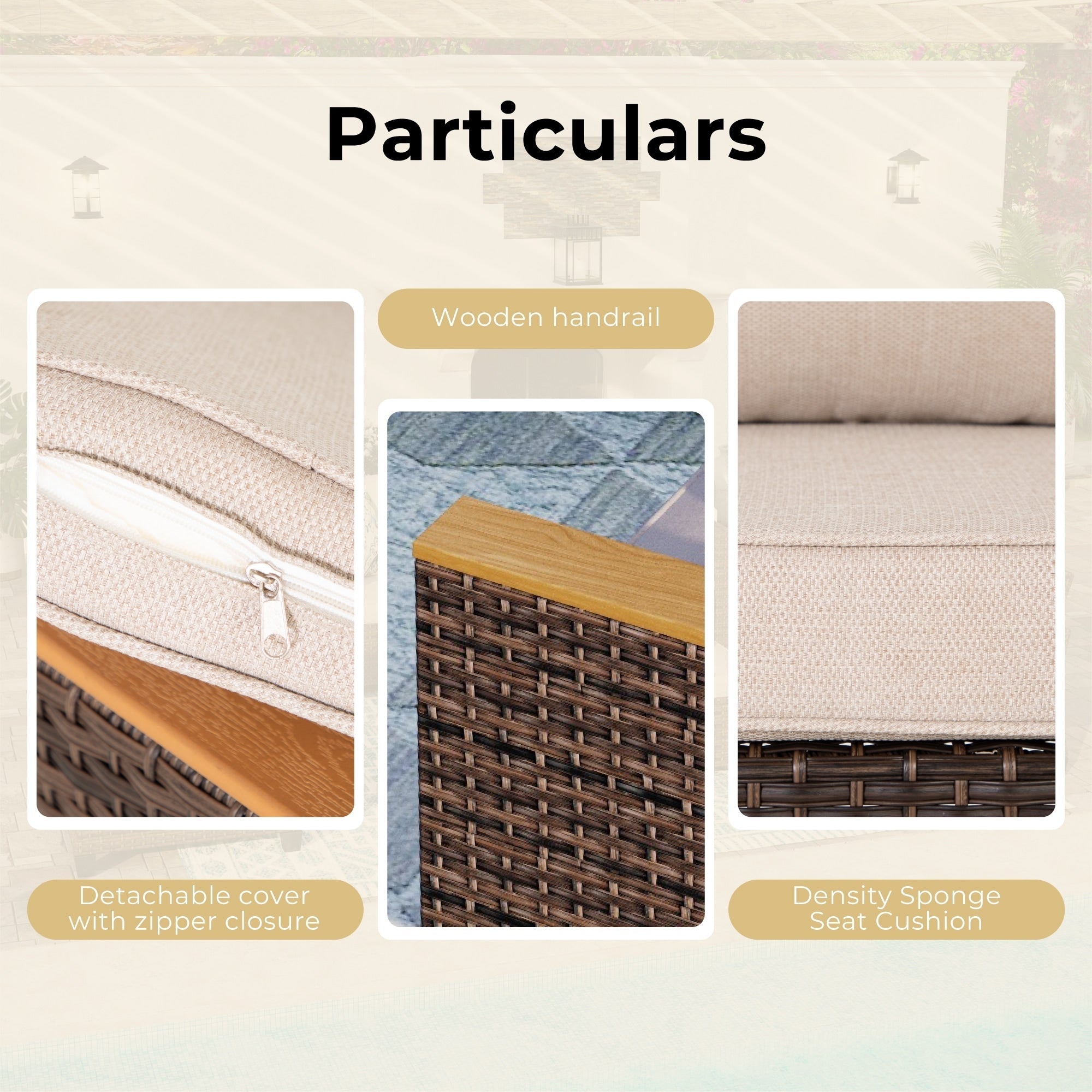 Ensemble de canapés d'extérieur en osier 8 pièces, grands ensembles de conversation avec table et foyer