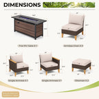 Ensemble de canapés d'extérieur en osier 8 pièces, grands ensembles de conversation avec table et foyer