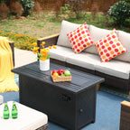 Ensemble de canapés d'extérieur en osier 8 pièces, grands ensembles de conversation avec table et foyer