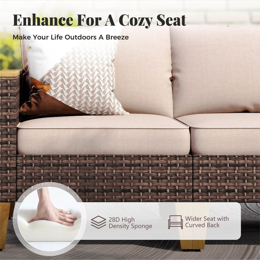 Ensemble de canapés d'extérieur en osier 8 pièces, grands ensembles de conversation avec table et foyer