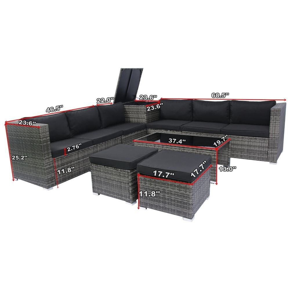 Ensemble de 8 canapés d'extérieur en rotin et osier pour patio