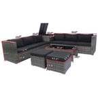 Ensemble de 8 canapés d'extérieur en rotin et osier pour patio