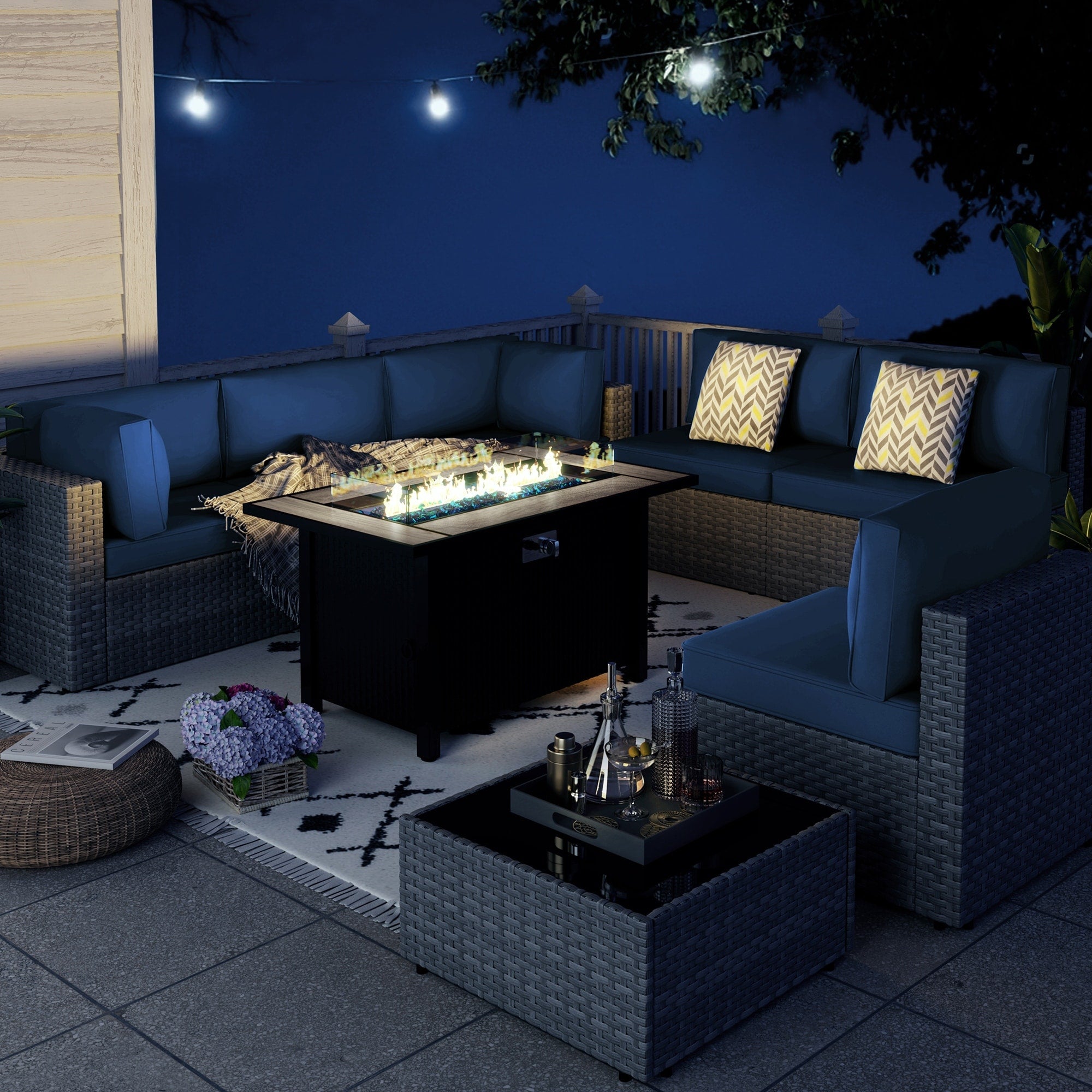 Ensemble de sièges sectionnels 8 pièces avec foyer