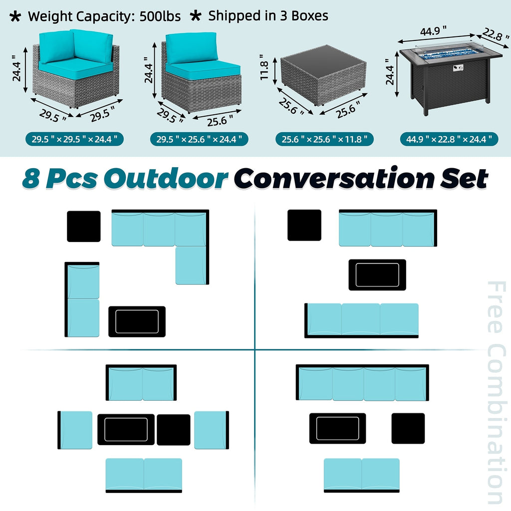 Ensemble de sièges sectionnels 8 pièces avec foyer
