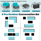 Ensemble de sièges sectionnels 8 pièces avec foyer
