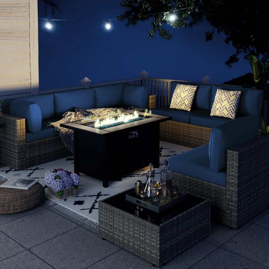 Ensemble de sièges sectionnels 8 pièces avec foyer