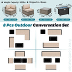 Ensemble de sièges sectionnels 8 pièces avec foyer