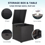 Ensemble de meubles de jardin en osier 8 pièces avec table de rangement bleu