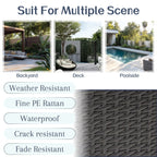 Ensemble de meubles de jardin en osier 8 pièces avec table de rangement bleu