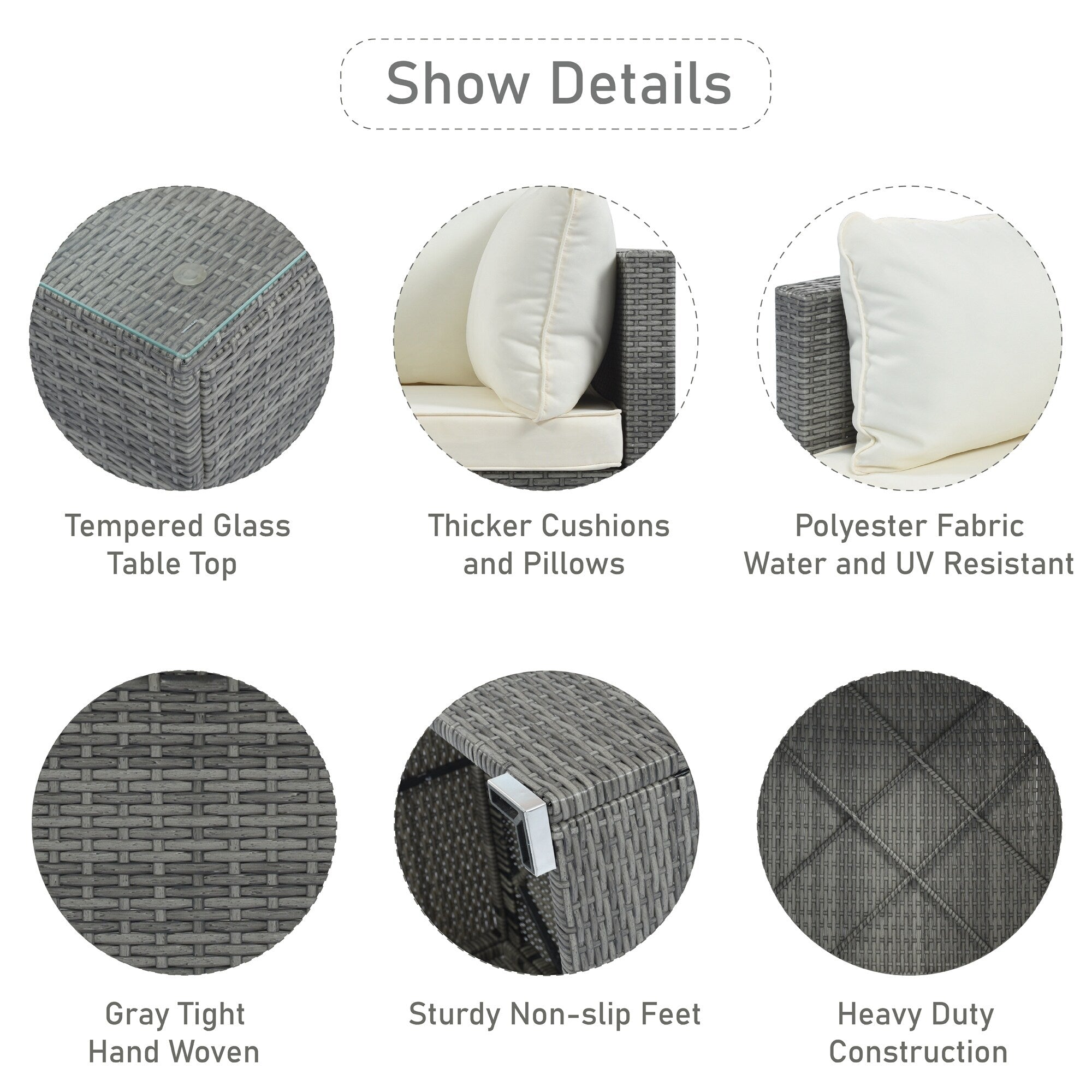 Ensembles de meubles de patio extérieur 8 pièces