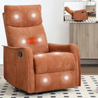 Fauteuil inclinable manuel à 8 points de massage, fauteuil à bascule pivotant en tissu, fauteuil simple avec bascule et chauffage lombaire