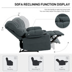 Fauteuil inclinable massant 8 points, fauteuil de salon robuste avec chauffage et vibrations, dossier réglable et porte-gobelets