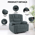 Fauteuil inclinable massant 8 points, fauteuil de salon robuste avec chauffage et vibrations, dossier réglable et porte-gobelets