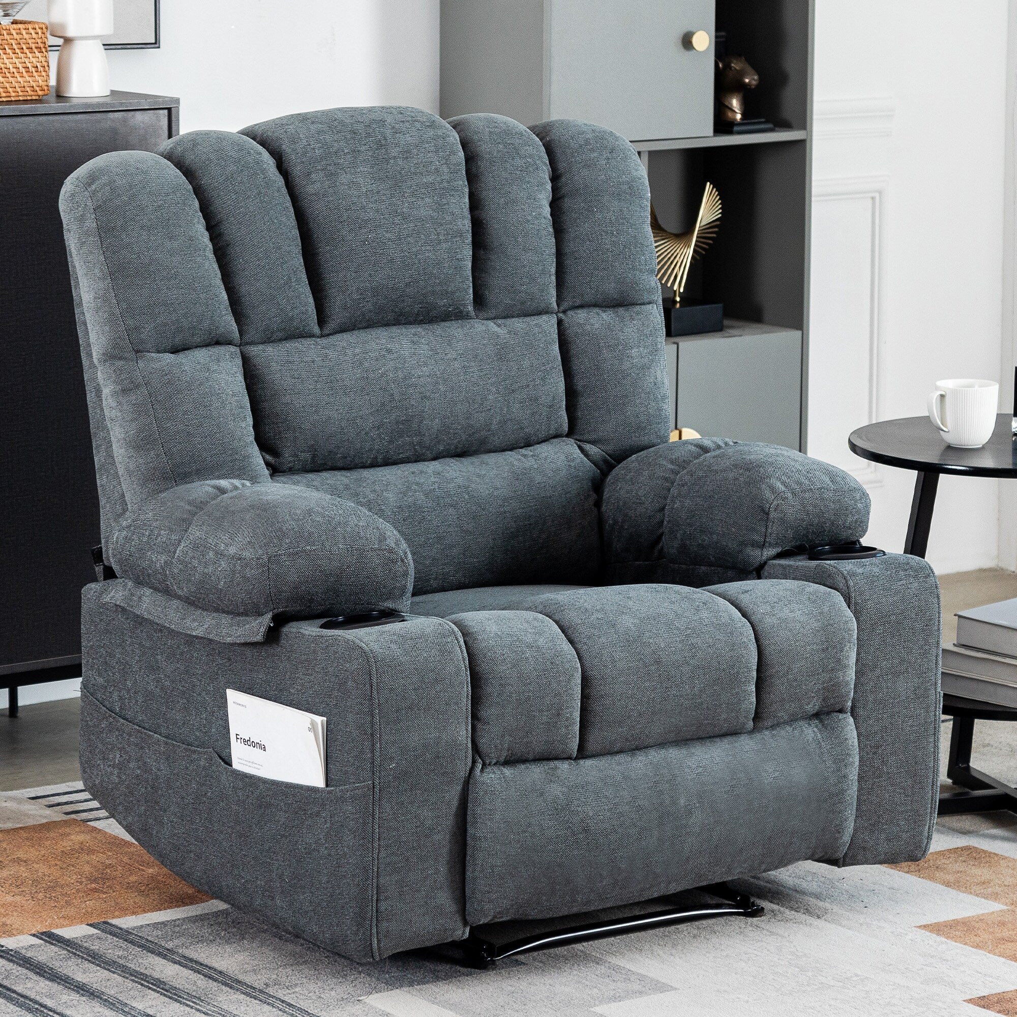 Fauteuil inclinable massant 8 points, fauteuil de salon robuste avec chauffage et vibrations, dossier réglable et porte-gobelets