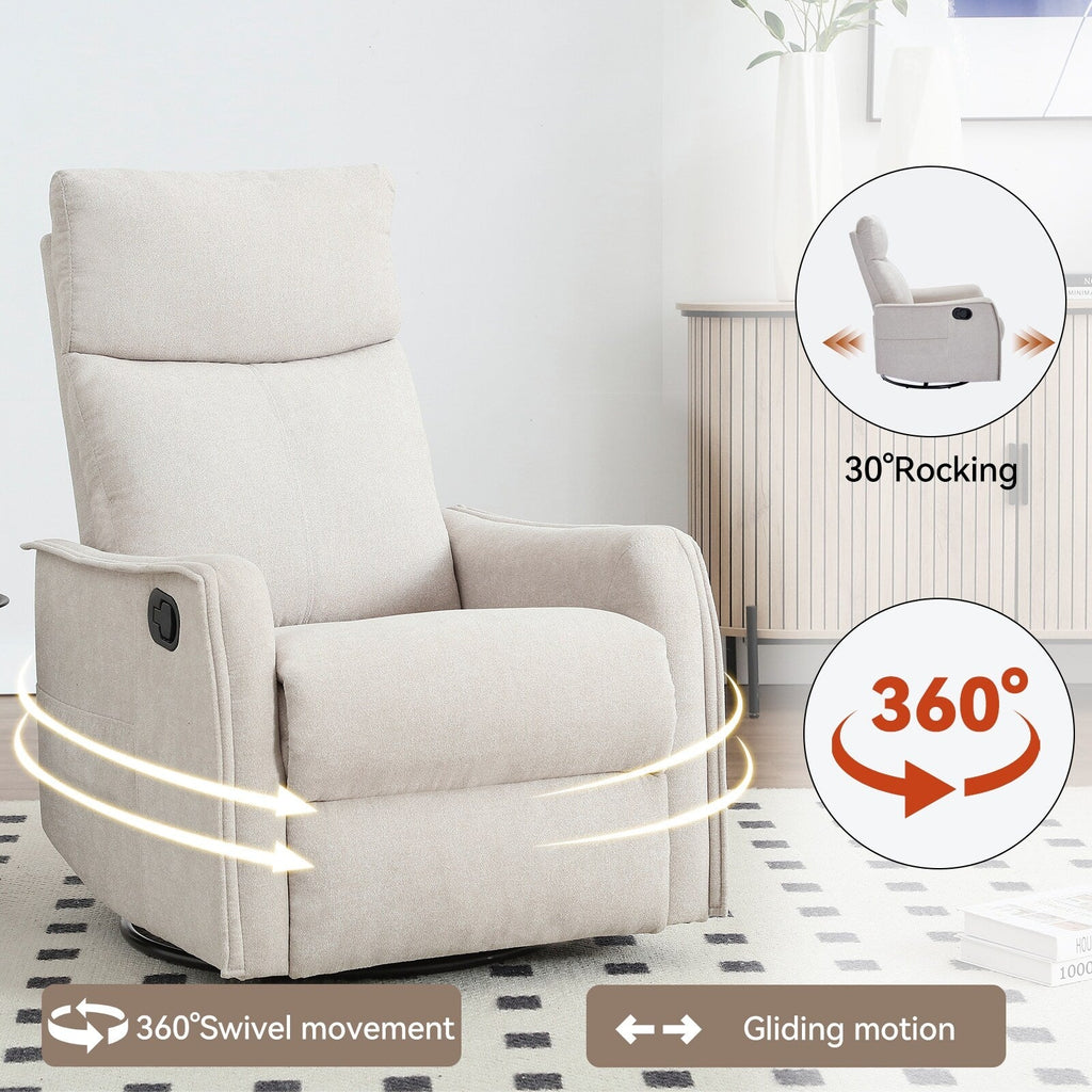 Fauteuil de massage pivotant à 360° avec vibrations en 8 points, dossier réglable, inclinable manuel, avec massage et chauffage lombaire