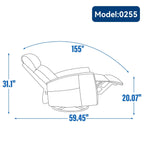 Fauteuil de massage pivotant à 360° avec vibrations en 8 points, dossier réglable, inclinable manuel, avec massage et chauffage lombaire