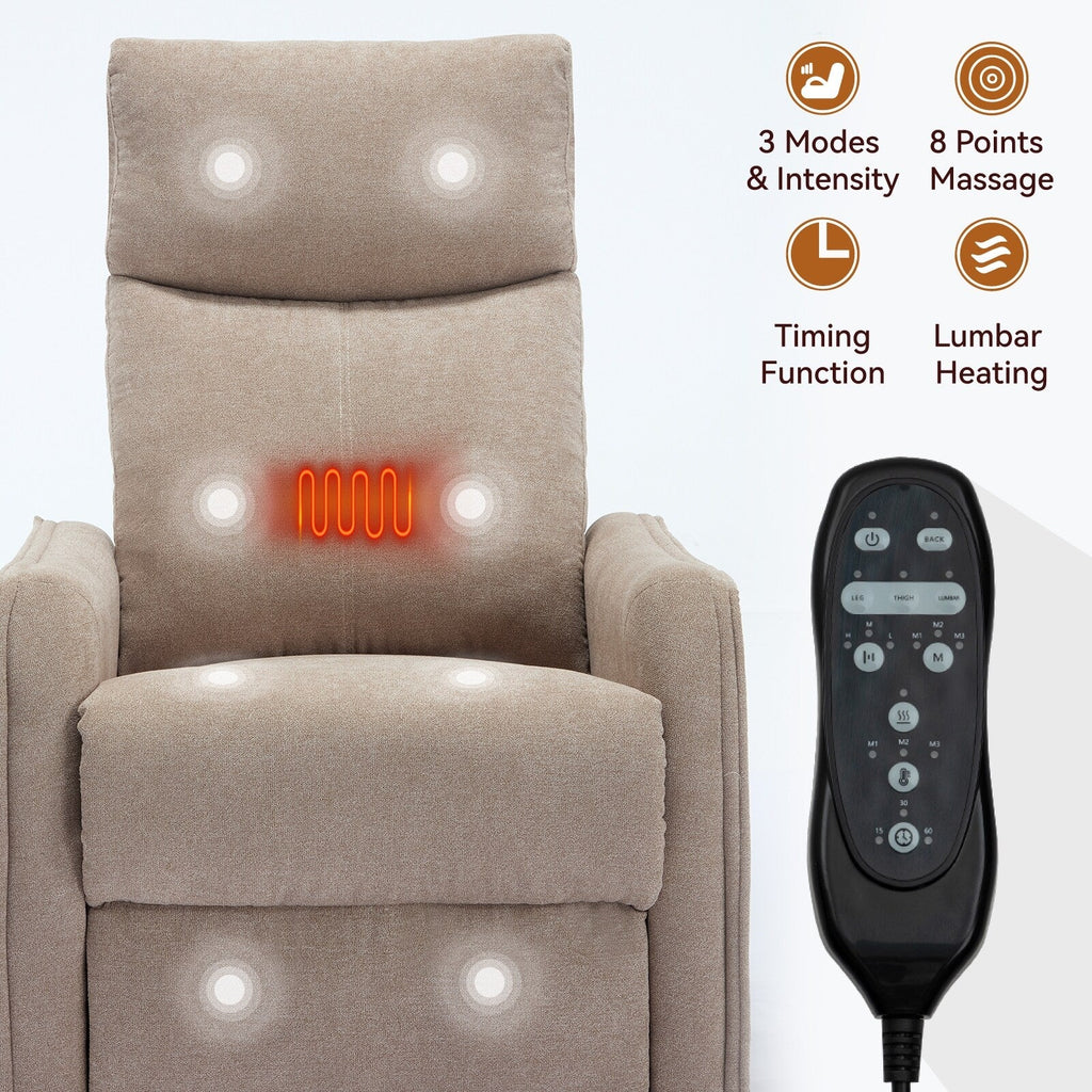 Fauteuil de massage pivotant à 360° avec vibrations en 8 points, dossier réglable, inclinable manuel, avec massage et chauffage lombaire