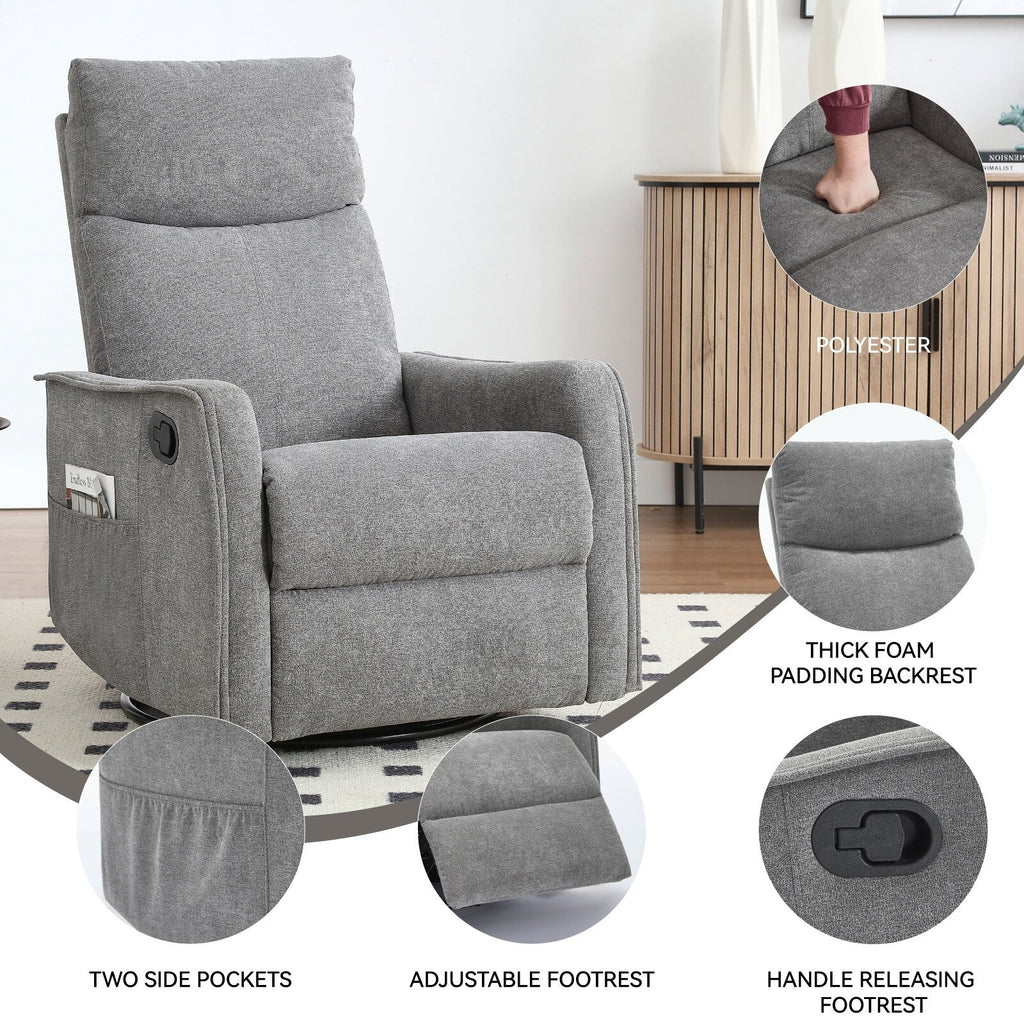 Fauteuil de massage pivotant à 360° avec vibrations en 8 points, dossier réglable, inclinable manuel, avec massage et chauffage lombaire
