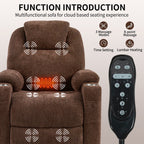 Fauteuil inclinable à vibrations et massage à 8 points, mécanisme de mouvement robuste avec chauffage lombaire, deux ports USB et porte-gobelets