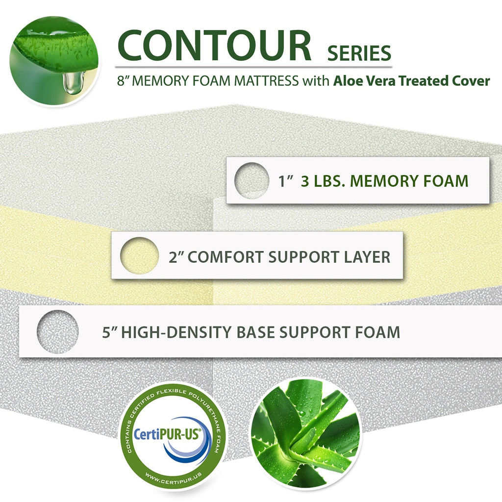 Matelas en mousse à mémoire de forme infusé d'aloe vera de 8 po
