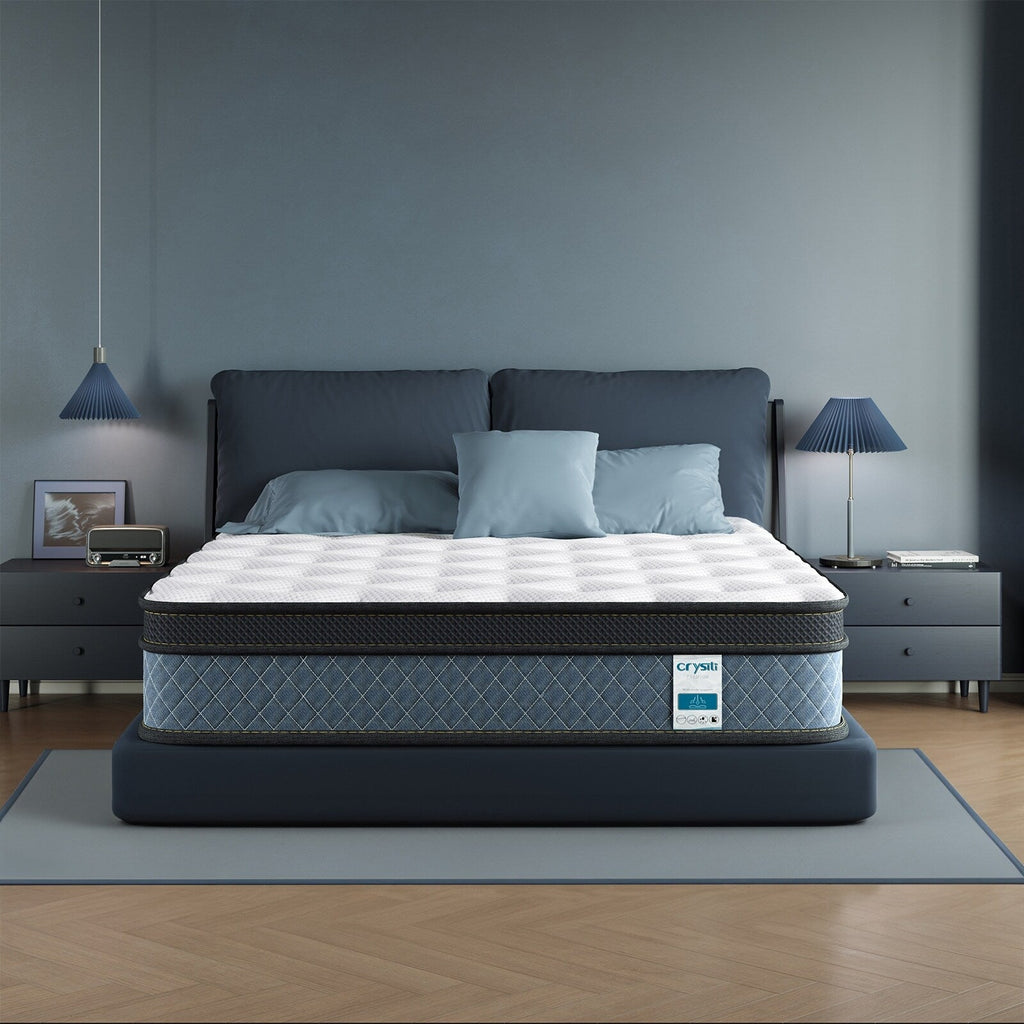 Matelas hybride en mousse à mémoire de forme infusée de gel, ferme et moyennement ferme, de 8 po, rafraîchissant et respirant, certifié CertiPUR-US, SGS et OEKO-TEX.