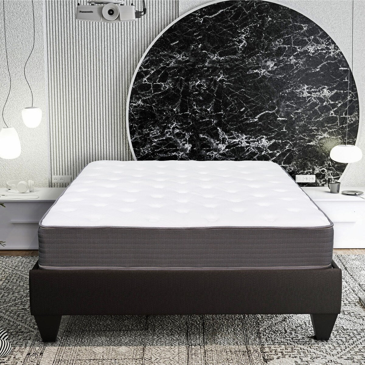 Matelas hybride à ressorts ensachés de 8 po dans une boîte, matelas en mousse viscoélastique avec gel