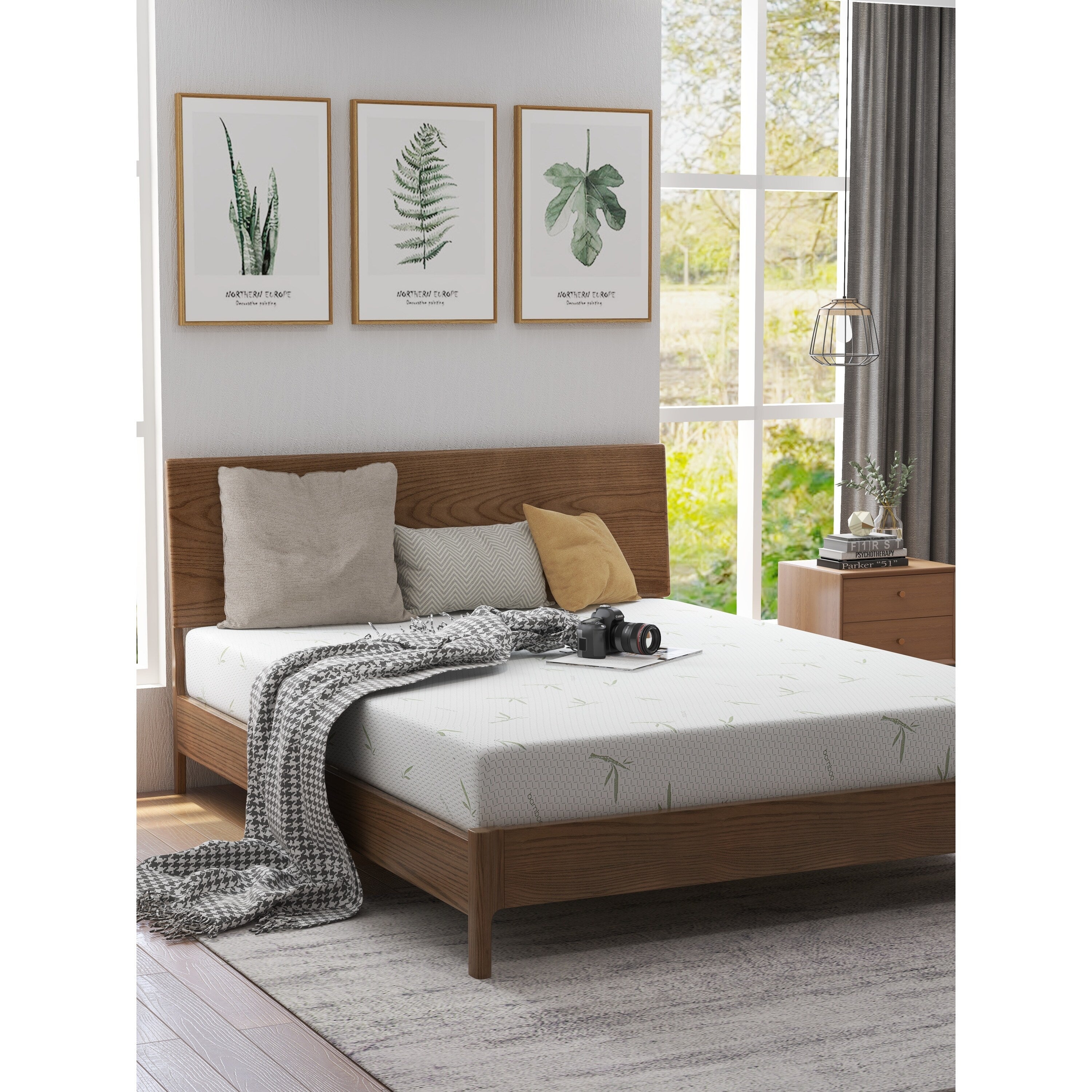 Matelas en mousse à mémoire de forme de 20 cm pour enfants, livré dans une boîte, avec housse en bambou respirant, matelas en gel au thé vert mi-ferme pour lits superposés