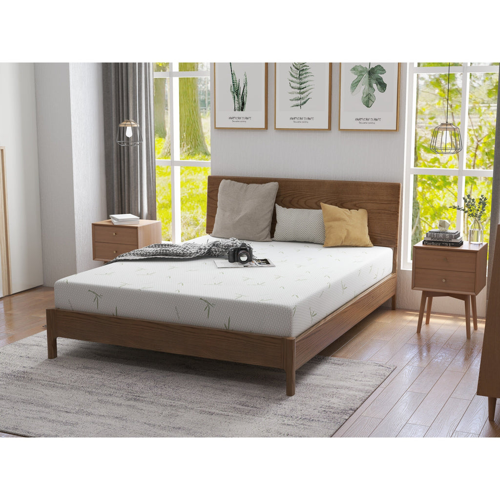 Matelas en mousse à mémoire de forme de 20 cm pour enfants, livré dans une boîte, avec housse en bambou respirant, matelas en gel au thé vert mi-ferme pour lits superposés