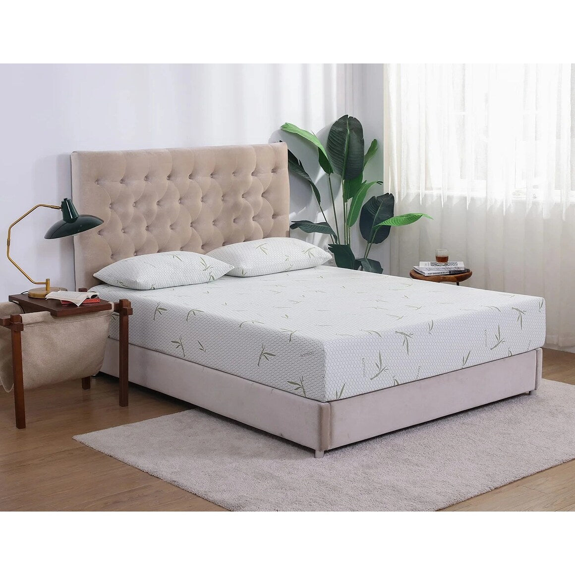 Matelas en mousse à mémoire de forme au gel de thé vert de 8 pouces, matelas rafraîchissant à sensation moyenne, livré dans une boîte, CertiPUR-US