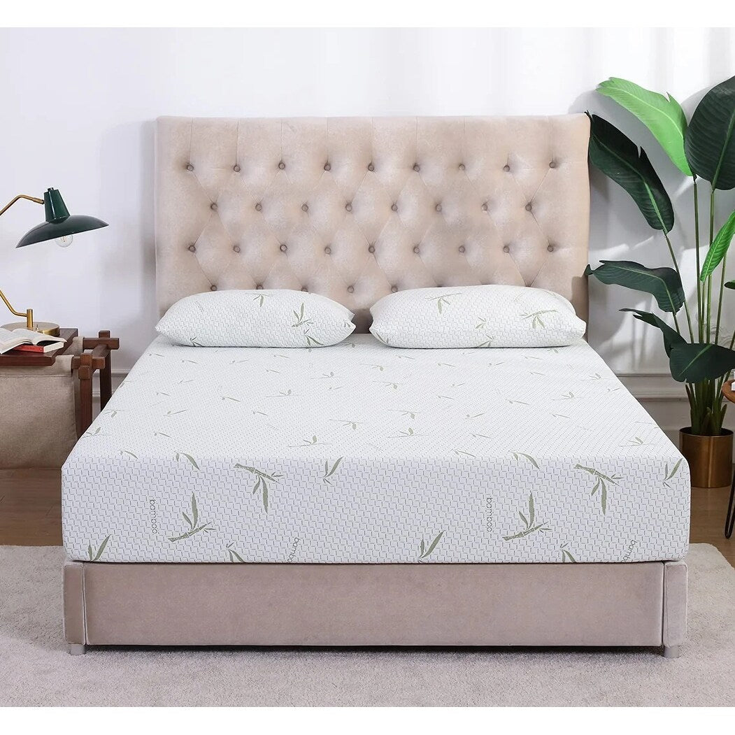 Matelas en mousse à mémoire de forme au gel de thé vert de 8 pouces, matelas rafraîchissant à sensation moyenne, livré dans une boîte, CertiPUR-US