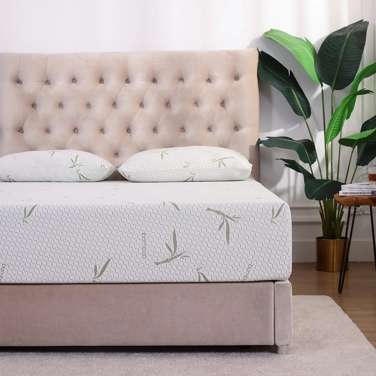 Matelas en mousse à mémoire de forme au gel de thé vert de 8 pouces, matelas rafraîchissant à sensation moyenne, livré dans une boîte, CertiPUR-US