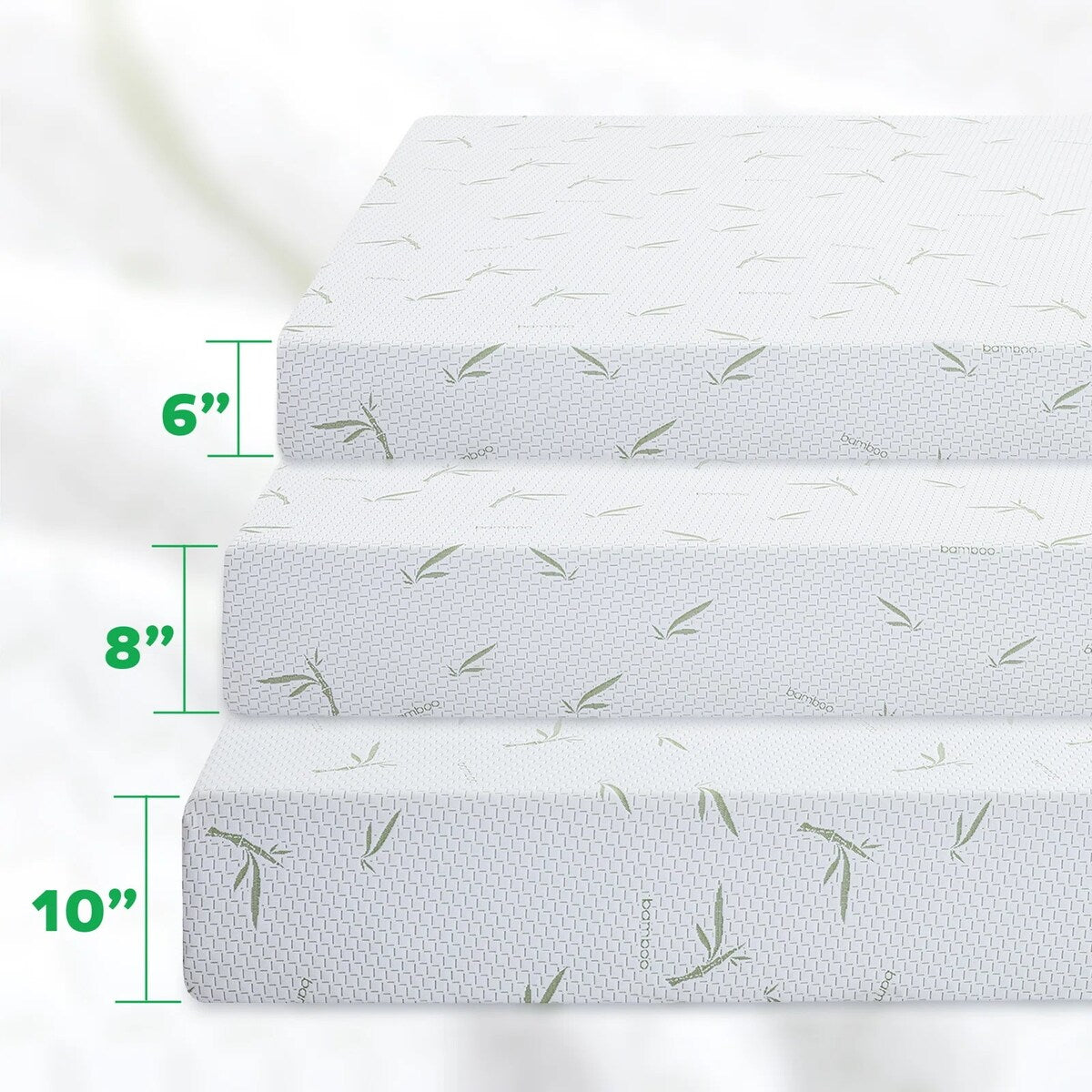 Matelas en mousse à mémoire de forme au gel de thé vert de 8 pouces, matelas rafraîchissant à sensation moyenne, livré dans une boîte, CertiPUR-US