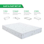 Matelas en mousse à mémoire de forme au gel de thé vert de 8 pouces, matelas rafraîchissant à sensation moyenne, livré dans une boîte, CertiPUR-US
