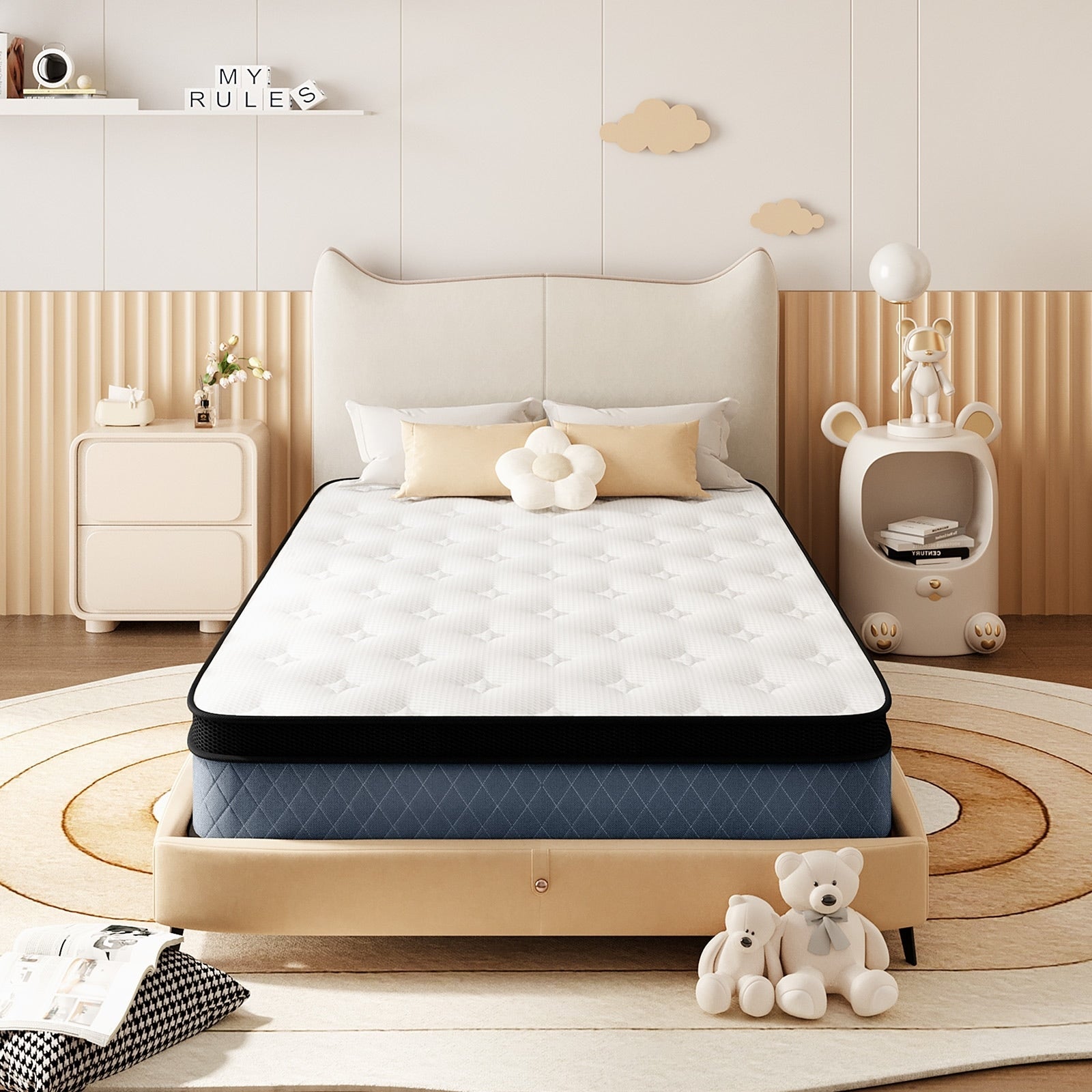 Matelas hybride en mousse à mémoire de forme et gel mi-ferme de 8 pouces avec ressorts ensachés