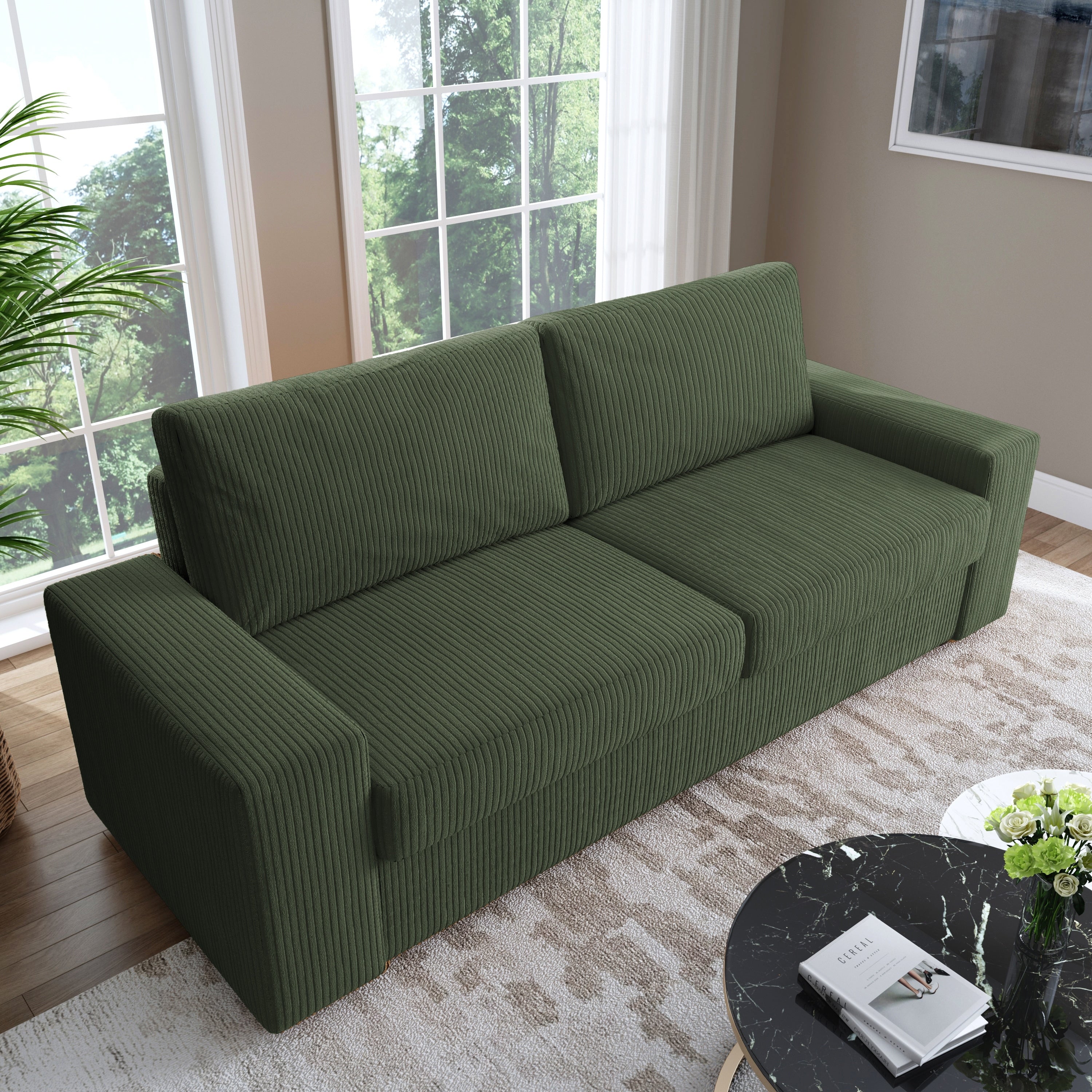 Canapé de salon en velours côtelé de 80,1 po de large