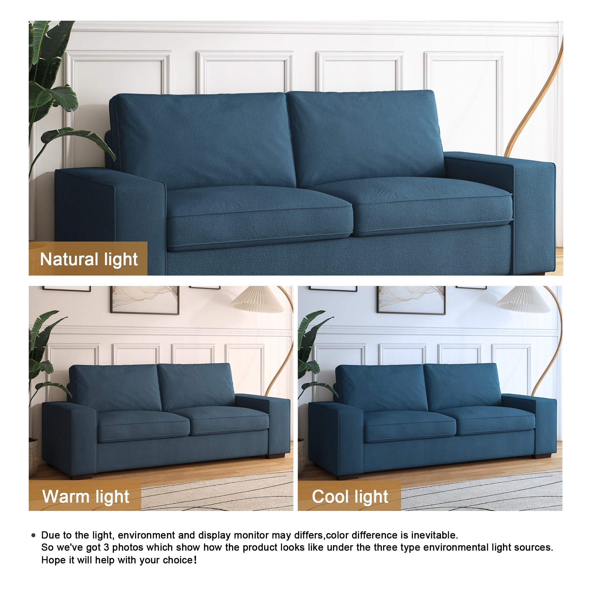 Canapé de salon en velours côtelé de 80,1 po de large