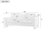 Canapé 3 places en polyester 80,5 pouces, finition bois massif – Confort haut de gamme pour salon ou bureau