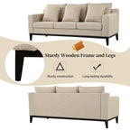 Canapé 3 places en polyester 80,5 pouces, finition bois massif – Confort haut de gamme pour salon ou bureau